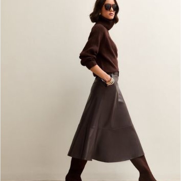 BSL Dresses & Skirts - Black A-Line Vegan Leather Midi Skirt - NWT